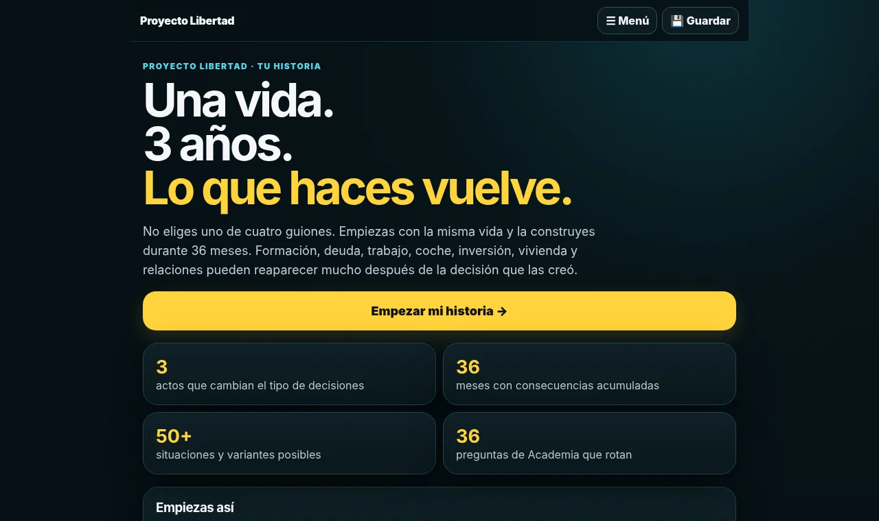 Pantalla de Proyecto Libertad